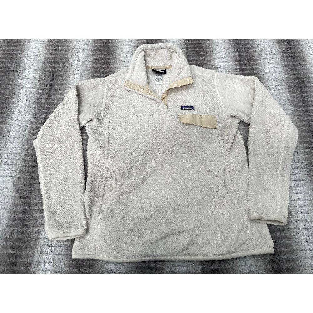 Patagonia Re Tool Snap T Fleece Pullover Sweater Jacket Raw Linen White Sz L
